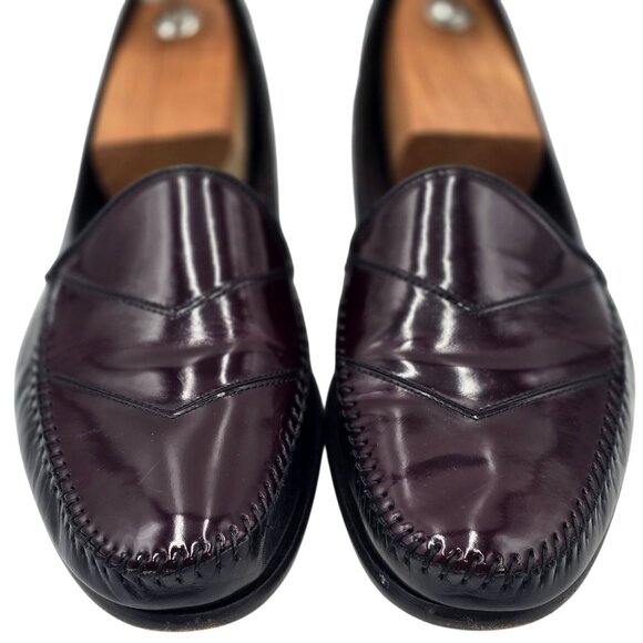 Vintage Bragano Cole Haan Italy Men 11.5M Brown Black Leather Dress Shoes Loafer